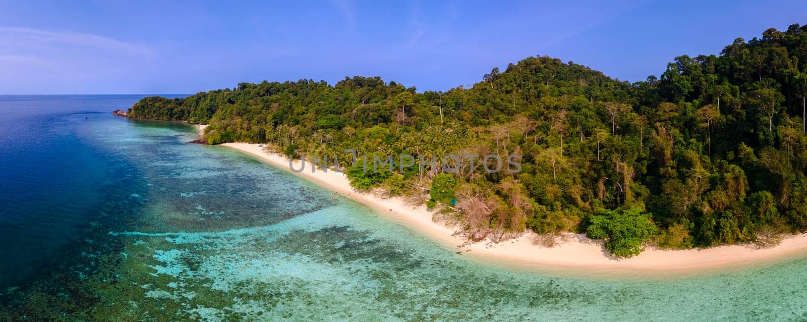 view at the tropical beach of Koh Kradan island in Thailand, aerial view over Koh Kradan Island Trang voted in 2023 as the nr 1 beach in the world