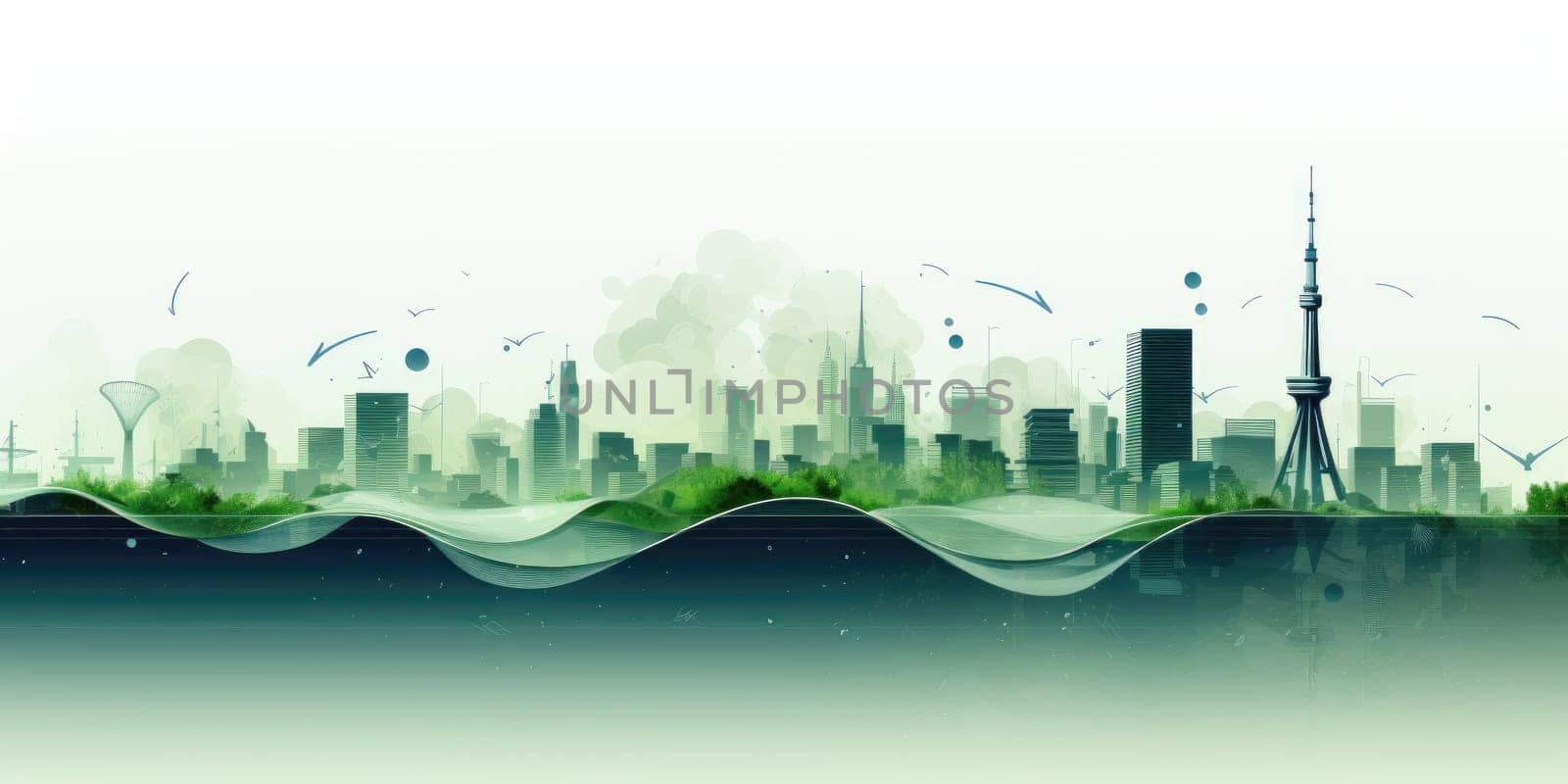 Green city ecosystem concept, Friendly environmental landscape background. generative ai by nateemee