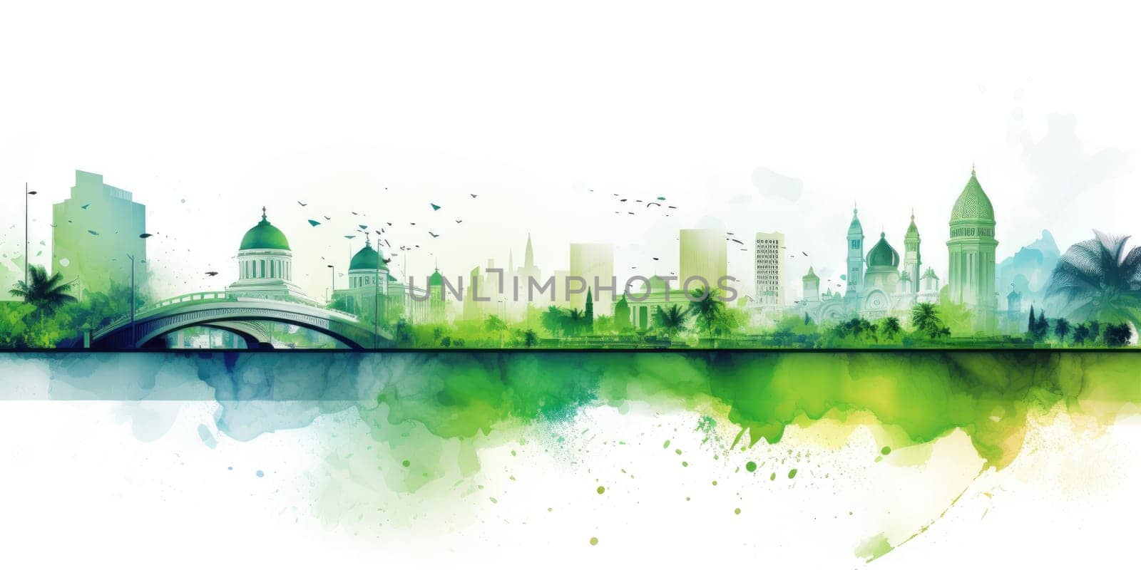 Green city ecosystem concept, Friendly environmental landscape background. generative ai by nateemee