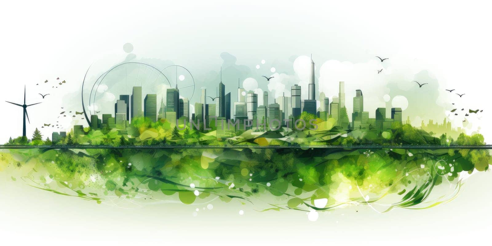 Green city ecosystem concept, Friendly environmental landscape background. generative ai.