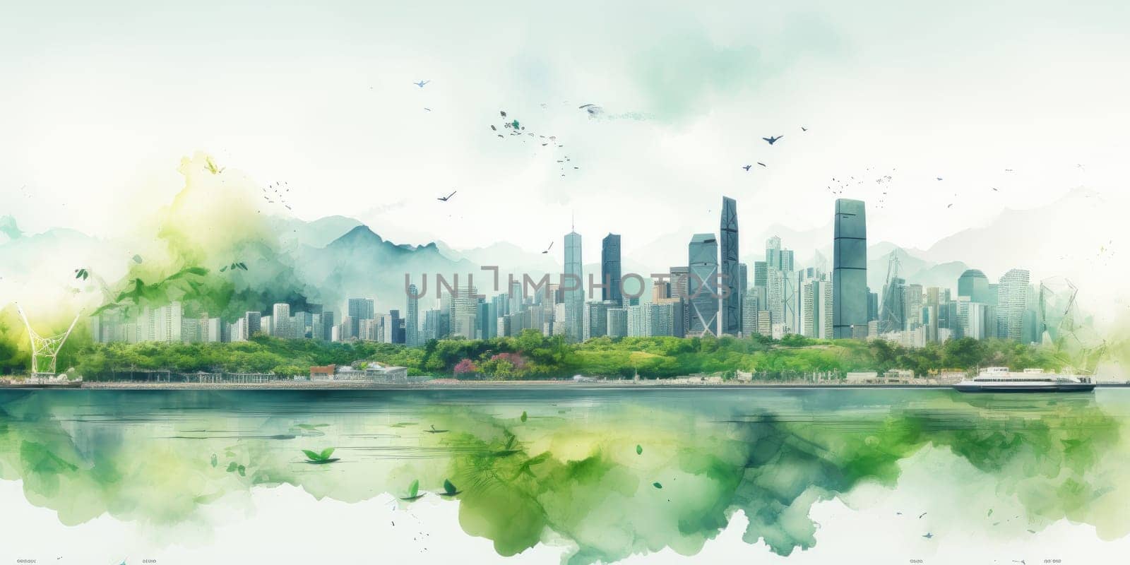 Green city ecosystem concept, Friendly environmental landscape background. generative ai by nateemee