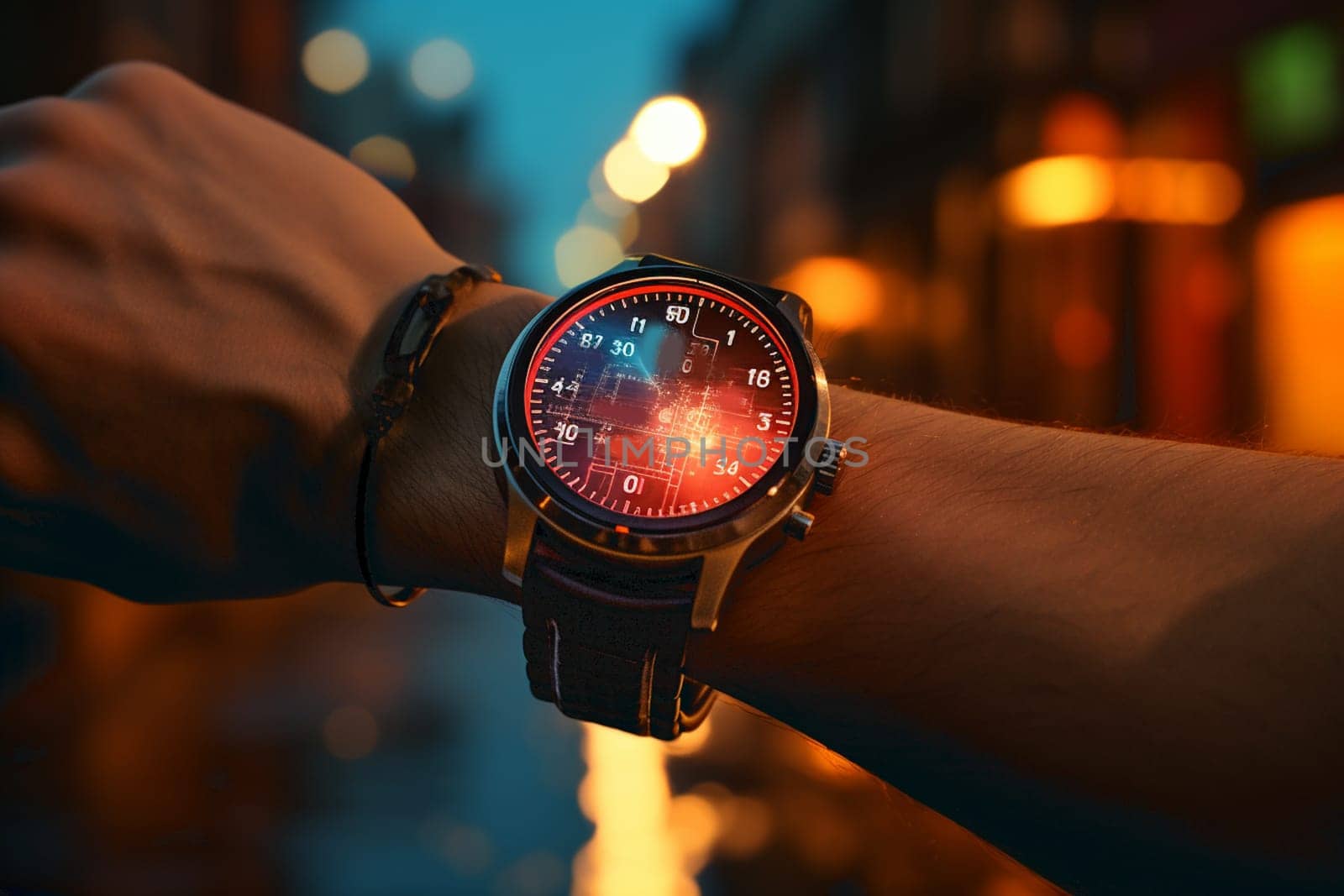 Smartwatch on a wrist wearable technology. High quality photo