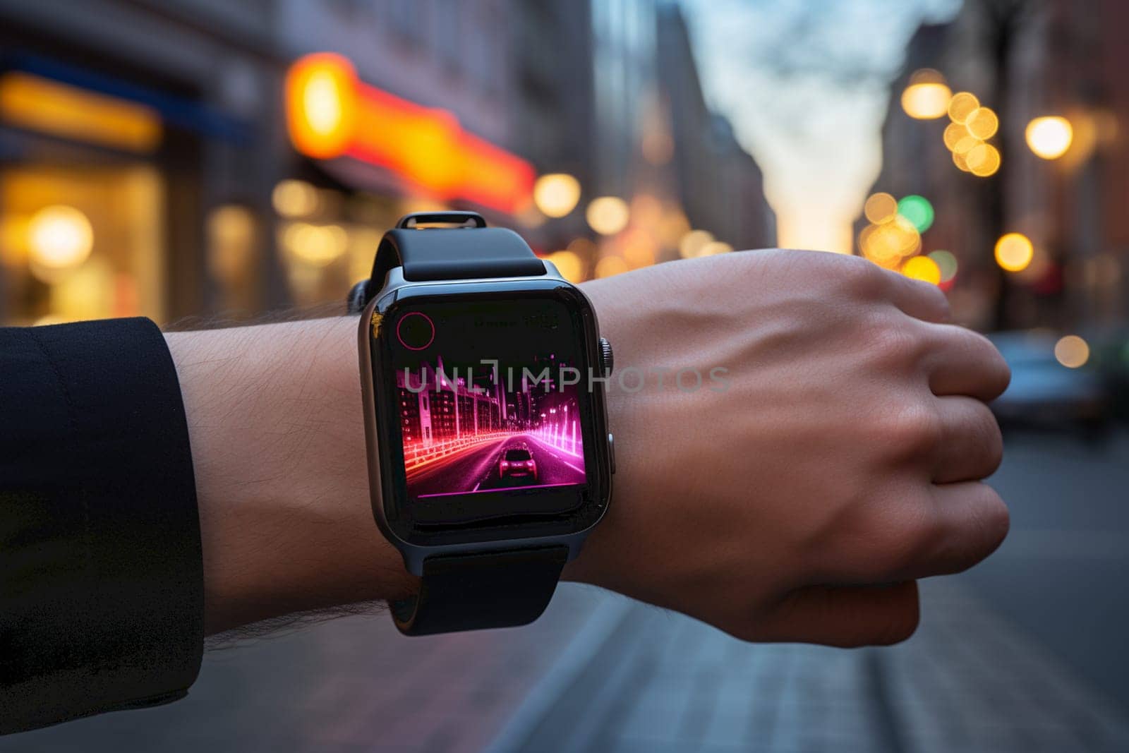 Smartwatch on a wrist wearable technology. High quality photo