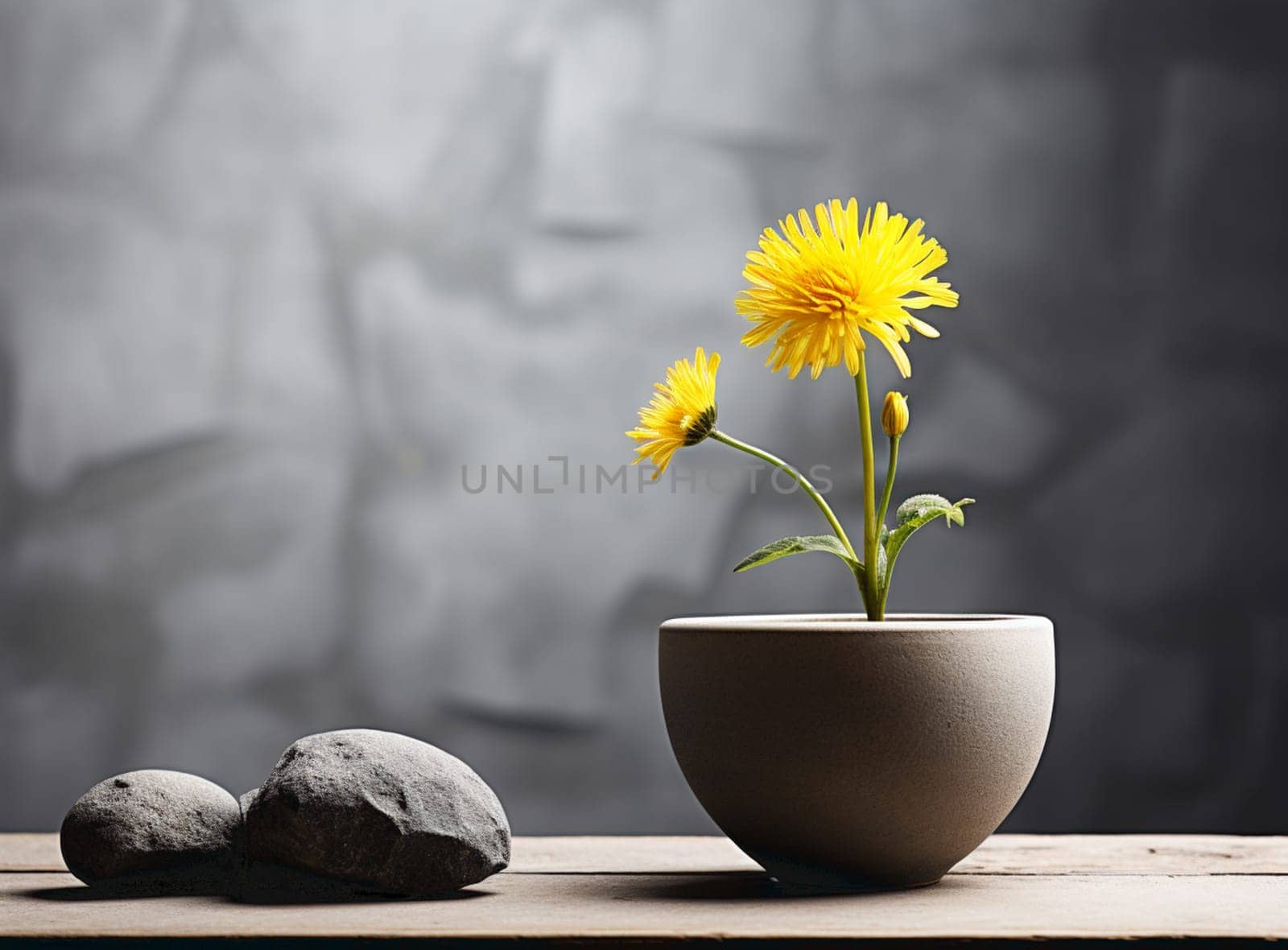 Spa stones with flowers on gray background by Andelov13