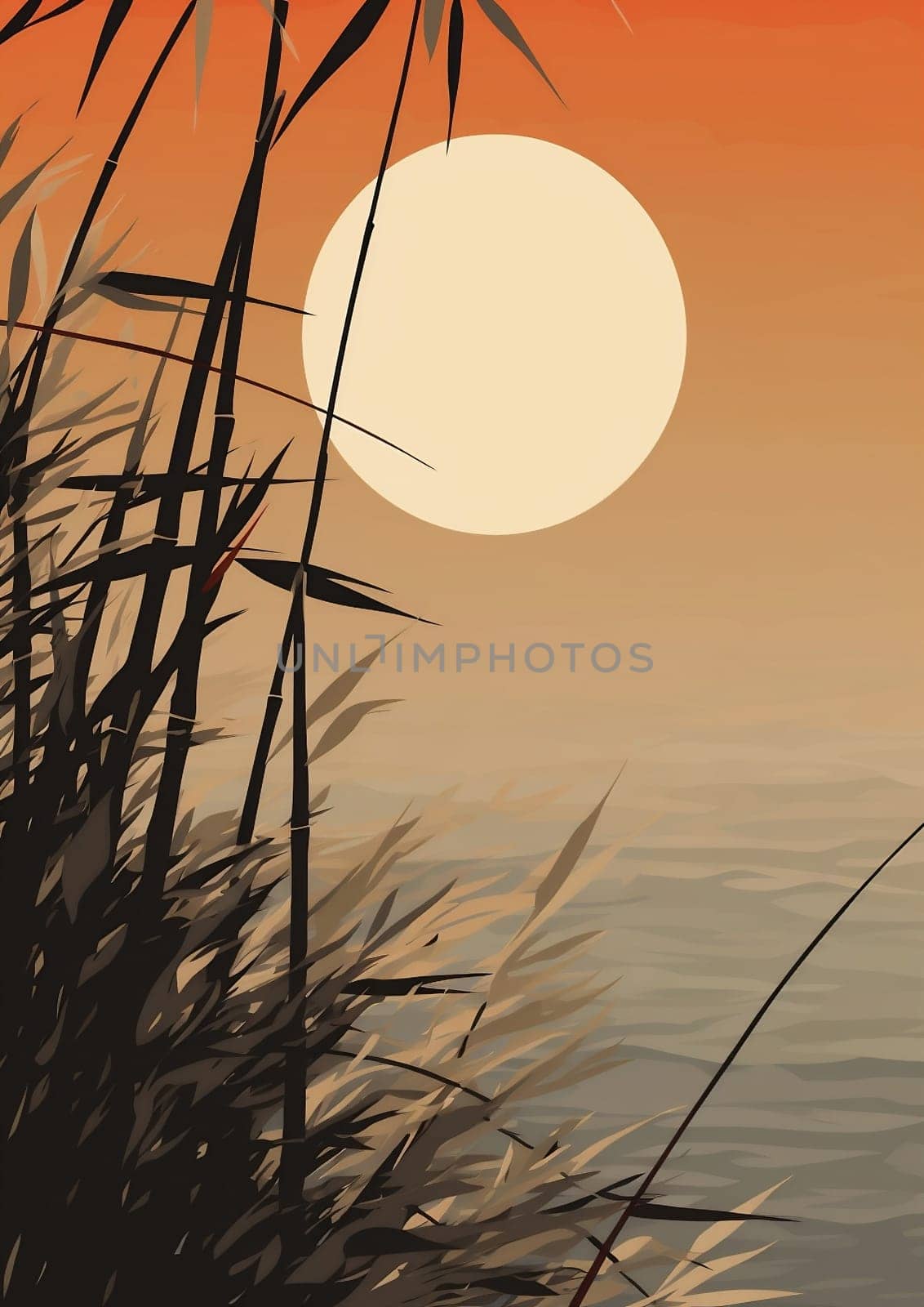 Sun beautiful morning illustration landscape sunset beach sky light silhouette water sunrise dusk orange sea nature evening background horizon summer ocean sunlight travel