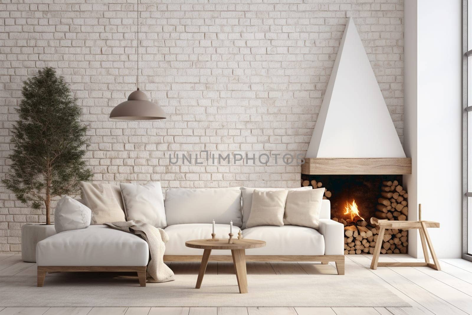 Modern bright interiors. 3D rendering illustration. High quality photo