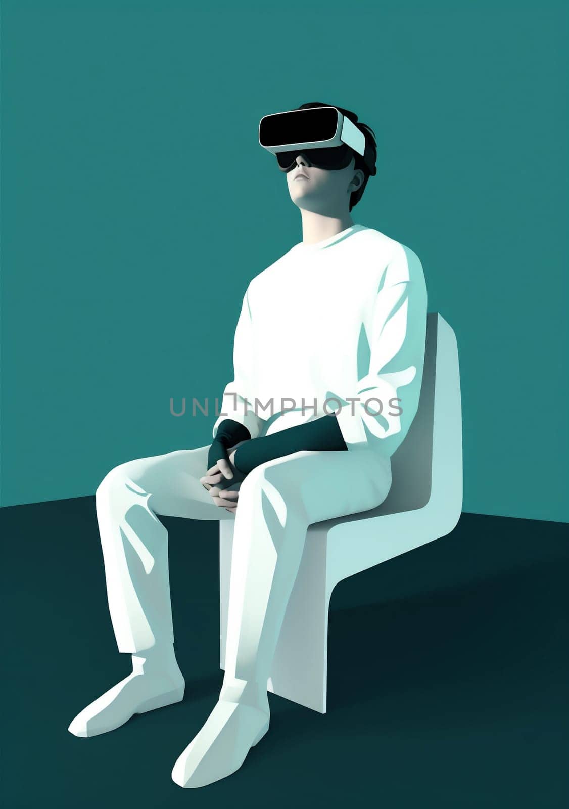 gamer man entertainment helmet human science vr digital smart headset gadget modern electronic goggles technology cyber futuristic person glasses neon visual. Generative AI.