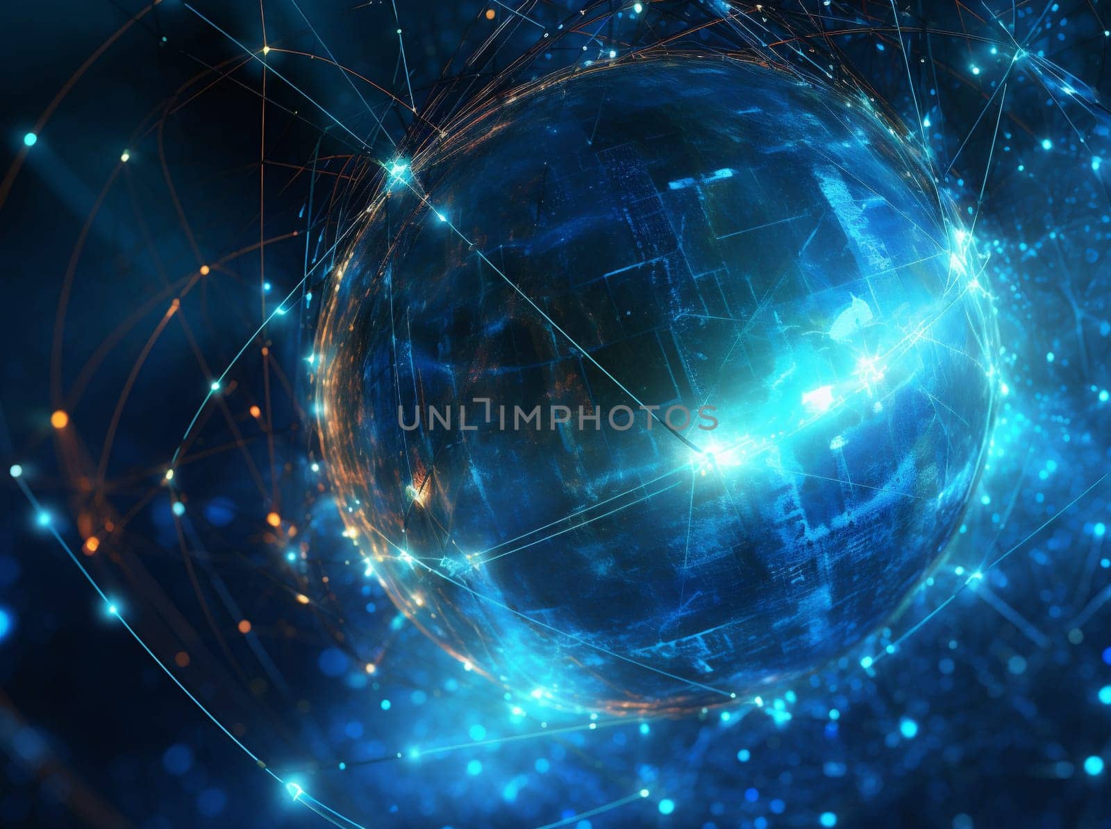 internet planet map cyberspace global globe network connection technology earth. Generative AI. by Vichizh