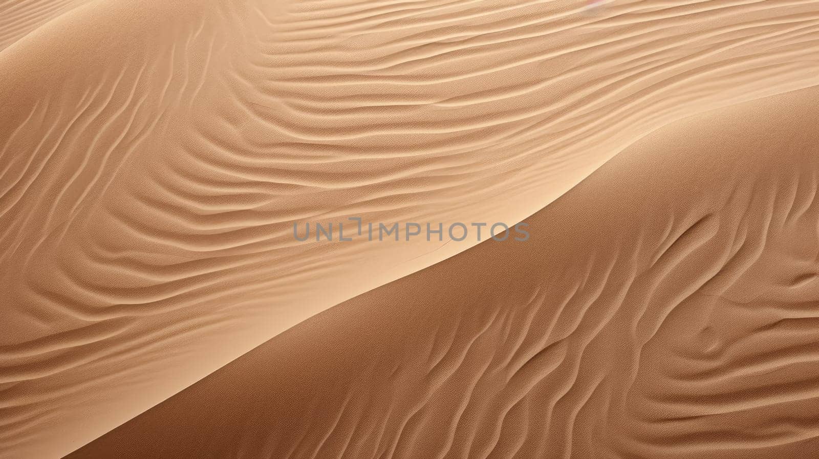 Wavy sand texture background. Desert and dunes. Flat lay. Top view AI
