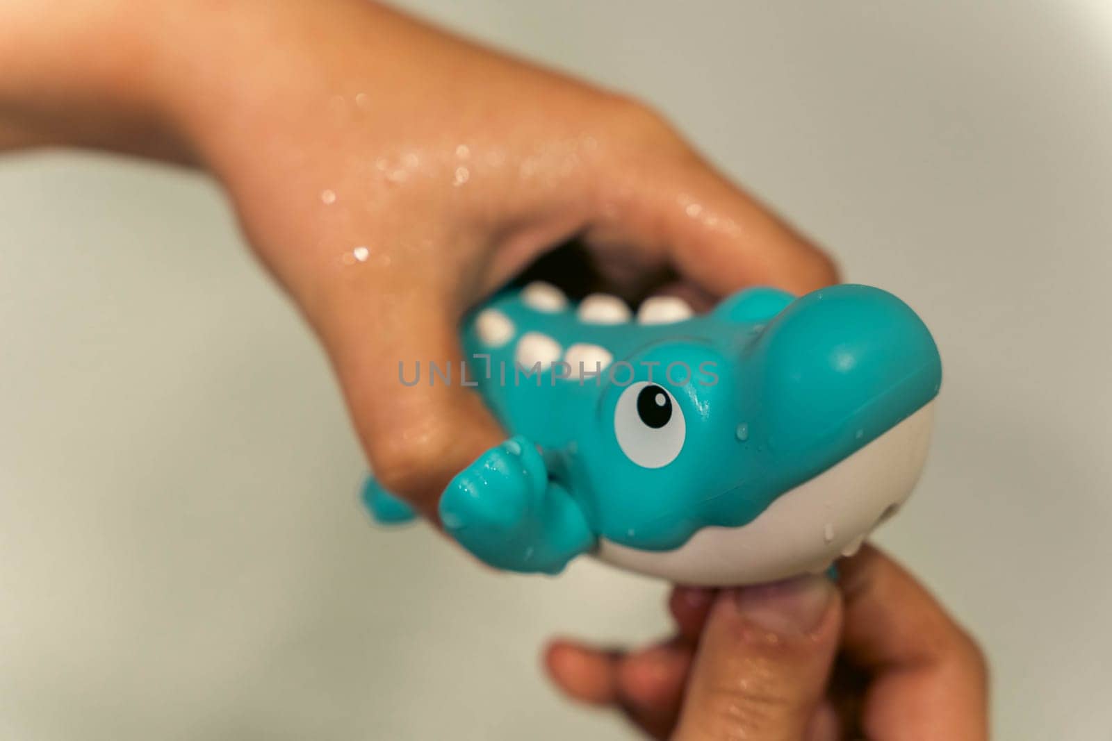 alligator for the bathroom in the hands of a child. A toy for bathing toddlers by audiznam2609