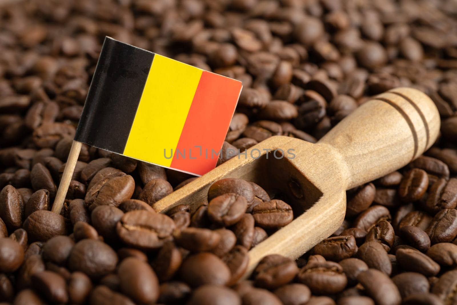 Germany flag on coffee bean, import export trade online commerce concept. by pamai