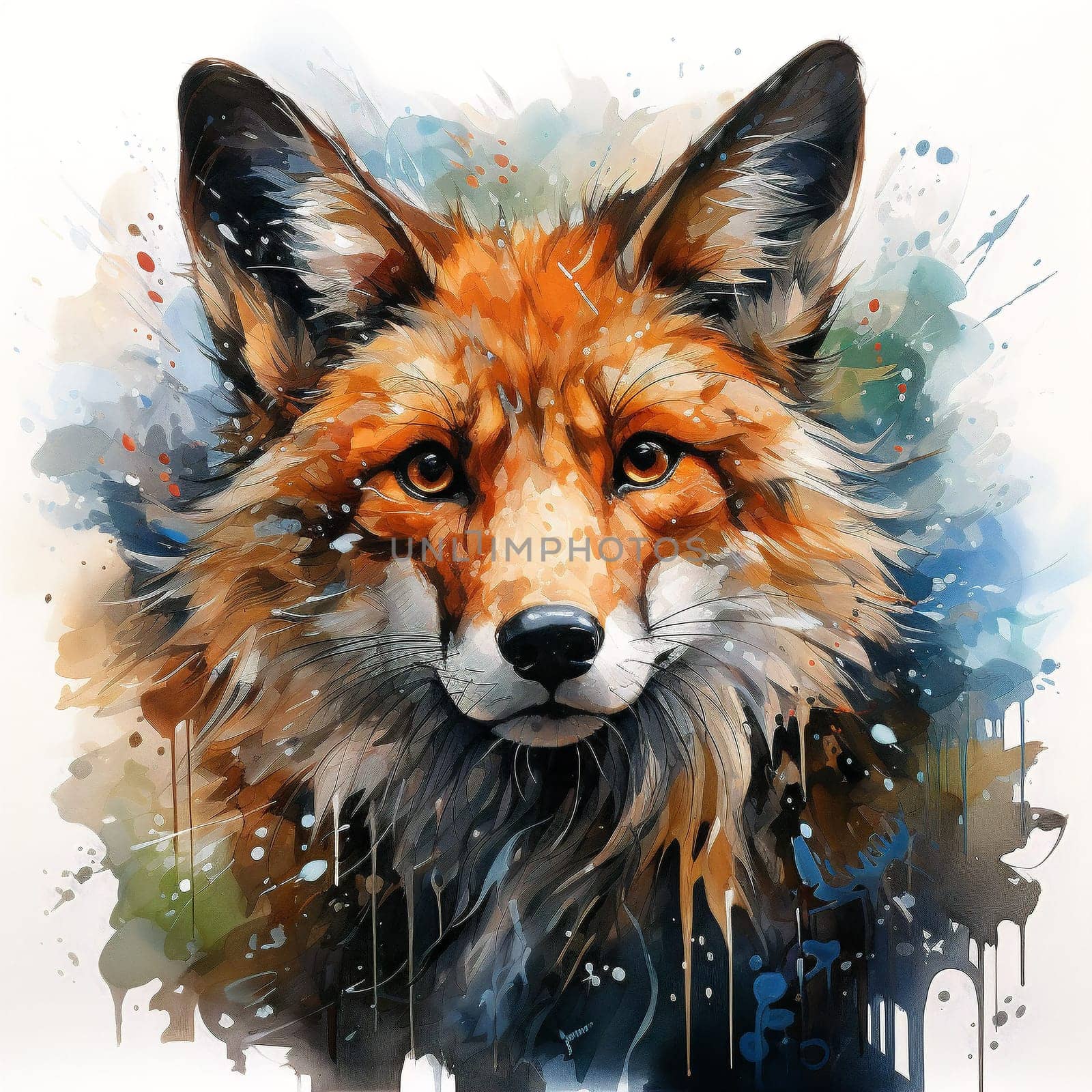Portrait of a fox. Graphic Representation. High quality illustration