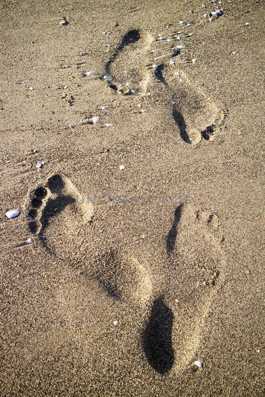 Photographic documentation human footprints in the sand  by fotografiche.eu