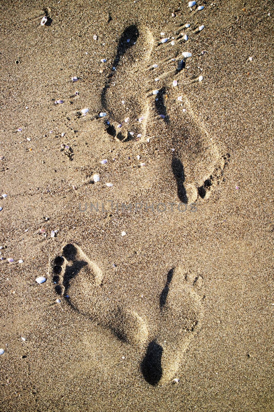 Photographic documentation human footprints in the sand  by fotografiche.eu