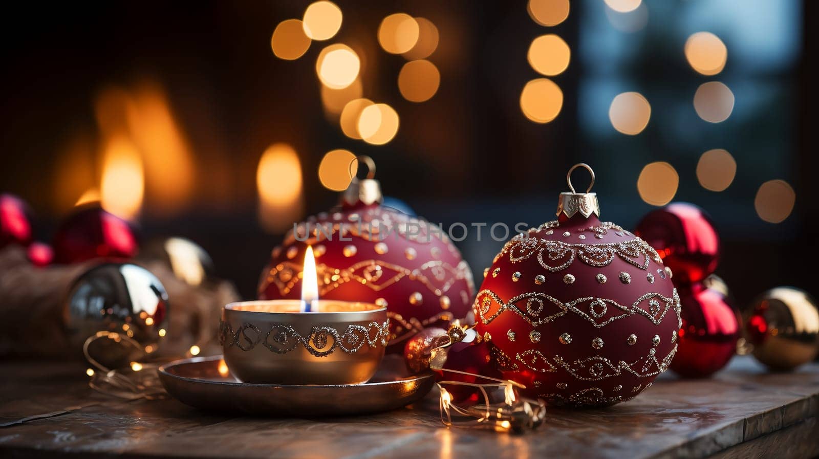 Luxury Christmas backgrounds. Christmas background with Christmas balls with bokeh effect. AI generated.