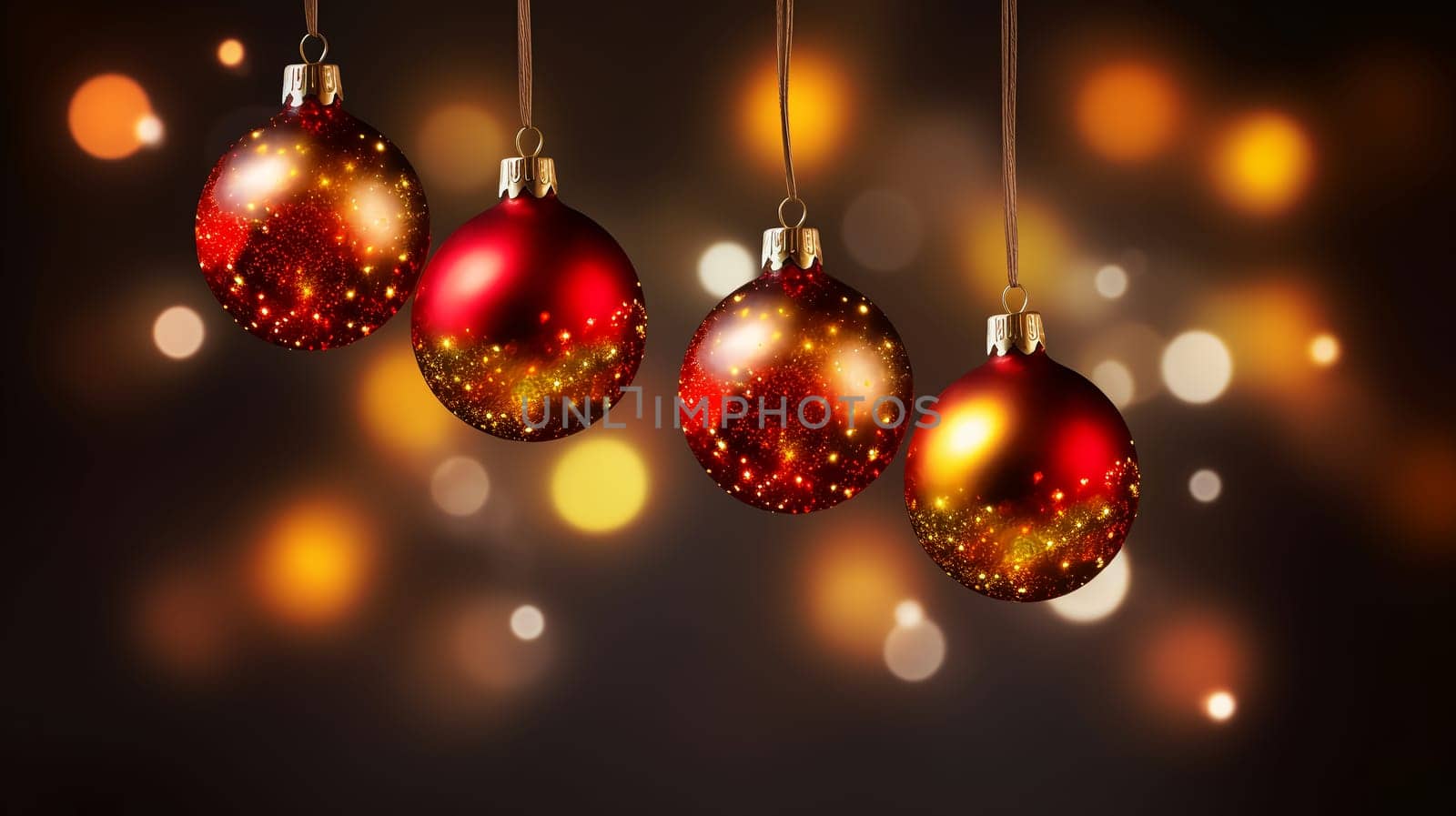 Luxury Christmas backgrounds. Christmas background with Christmas balls with bokeh effect. AI generated.