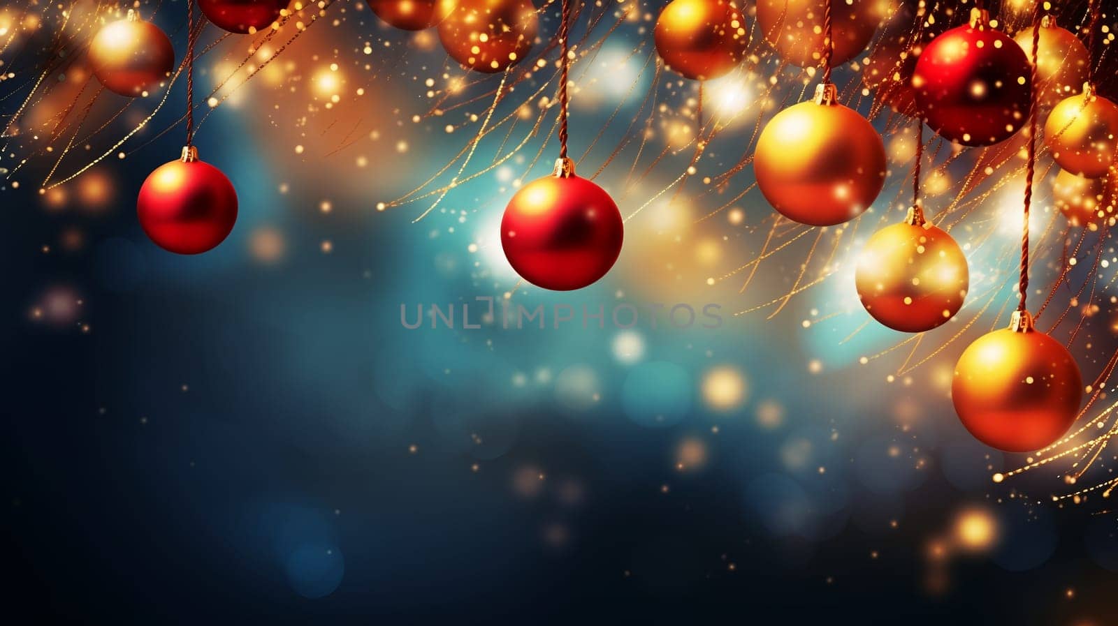 Luxury Christmas backgrounds. Christmas background with Christmas balls with bokeh effect. AI generated.