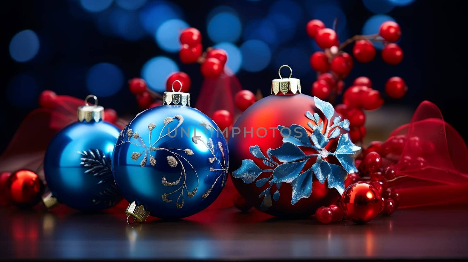 Luxury Christmas backgrounds. Christmas background with Christmas balls with bokeh effect. AI generated.