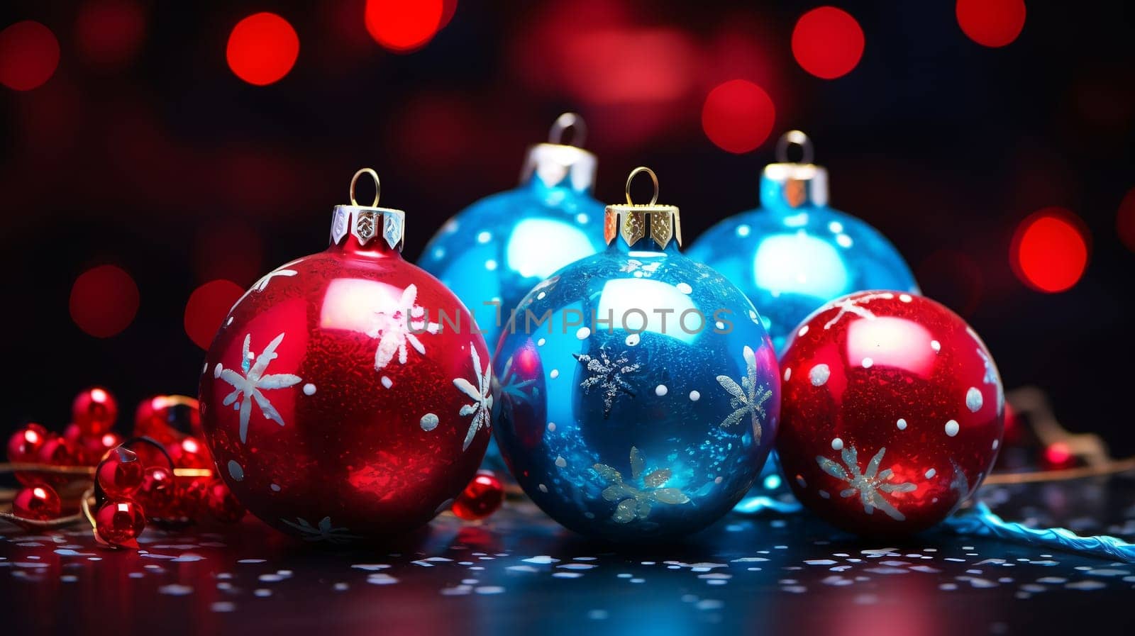 Luxury Christmas backgrounds. Christmas background with Christmas balls with bokeh effect. AI generated.