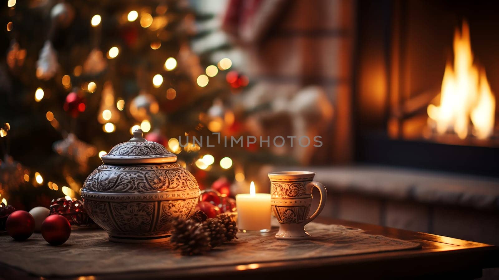 Luxury Christmas backgrounds. Christmas background with Christmas balls with bokeh effect. AI generated.