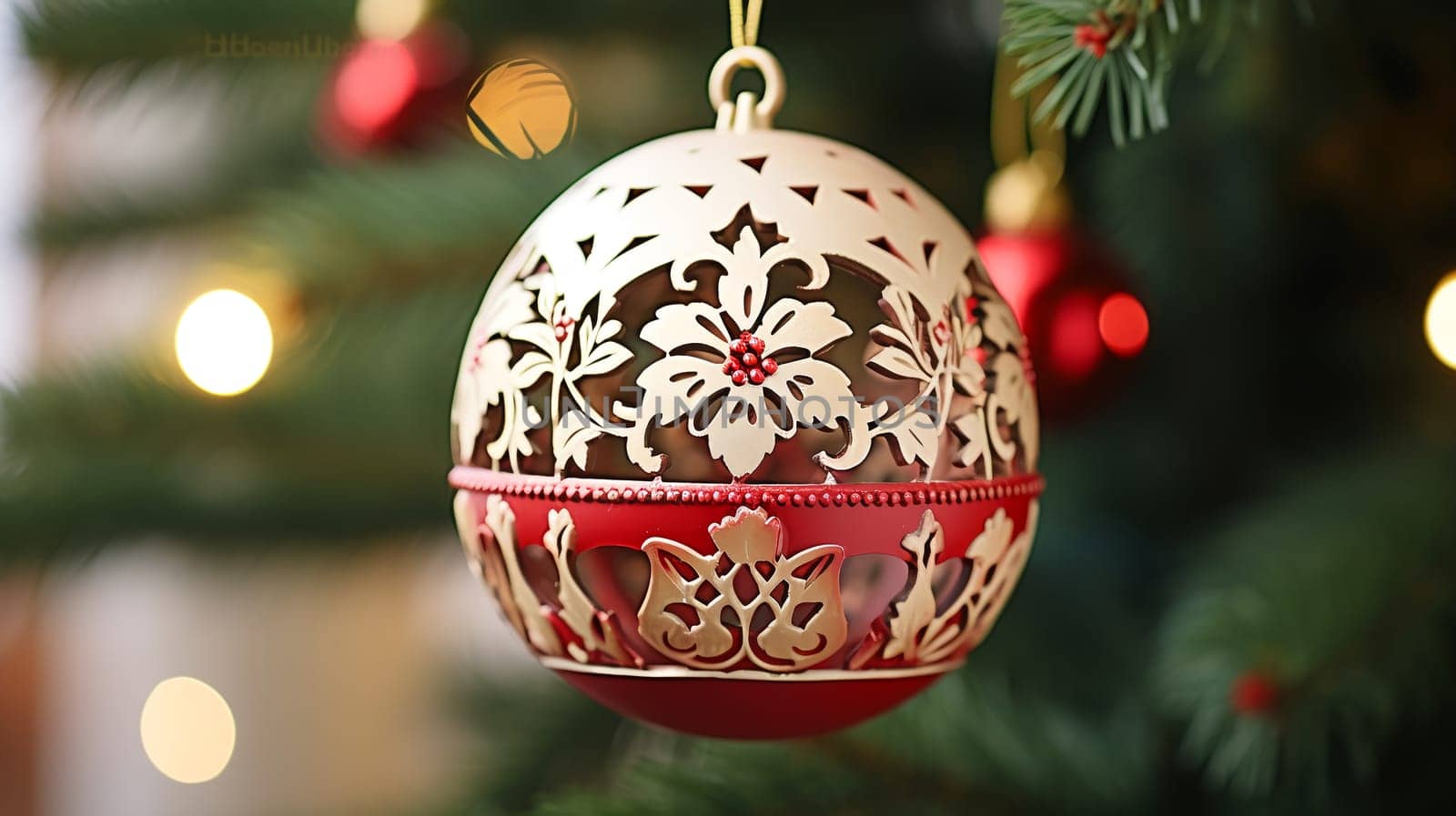 Luxury Christmas backgrounds. Christmas background with Christmas balls with bokeh effect. by AndreyKENO