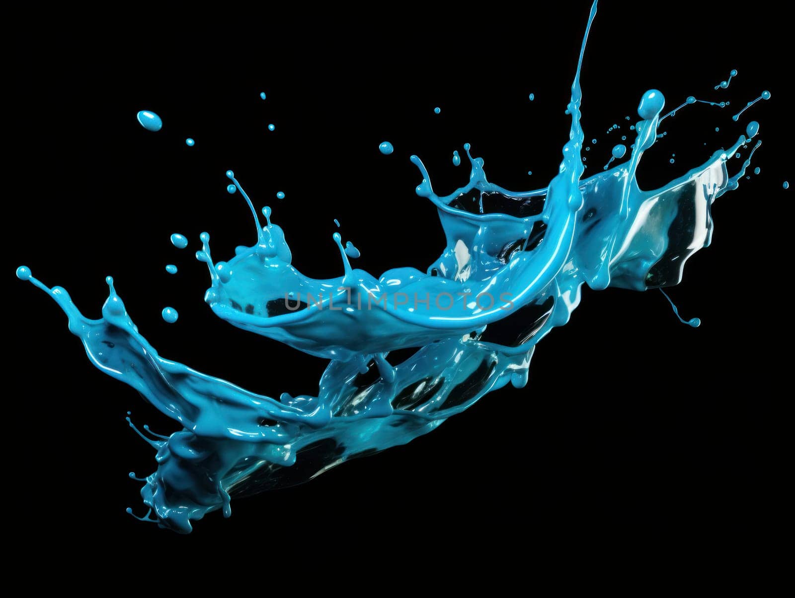 cyan paint splash on black background by but_photo