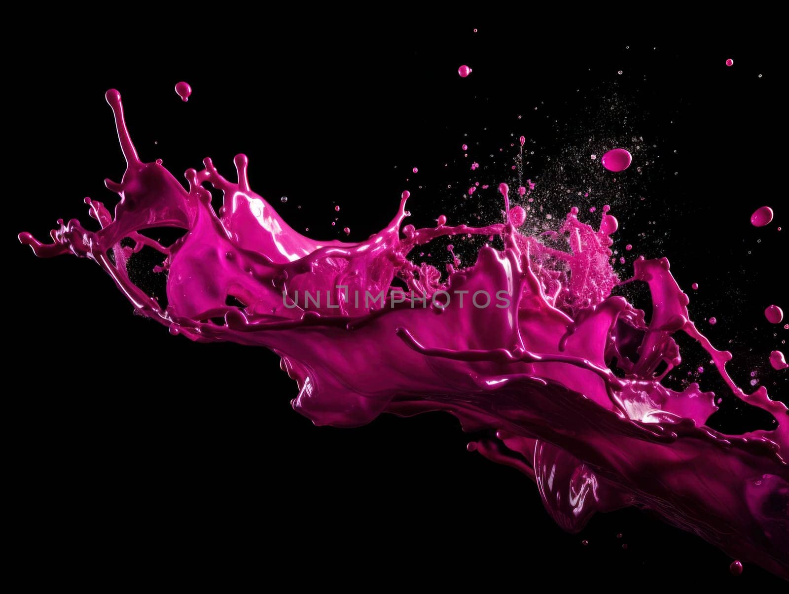 magenta paint splash on black background by but_photo