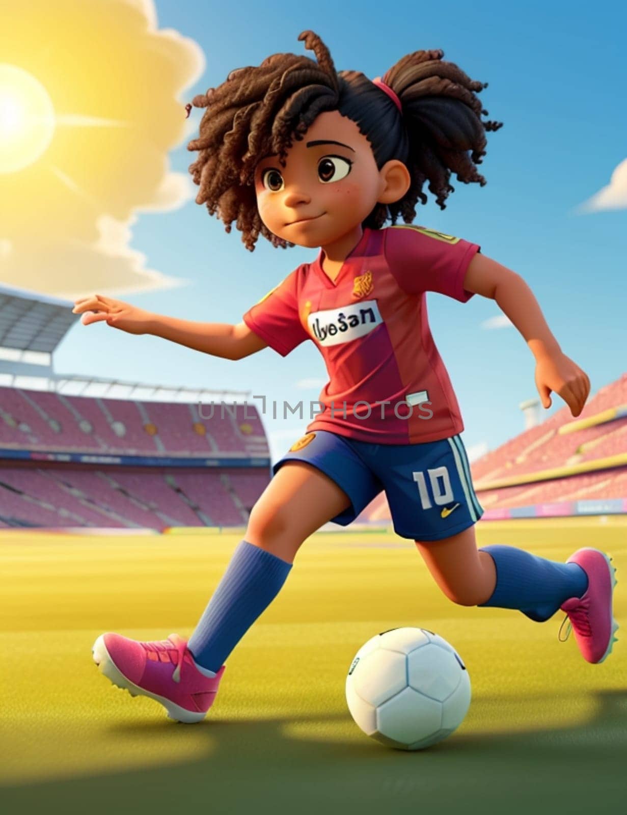 girl playing soccer 3d funny character ai generative art