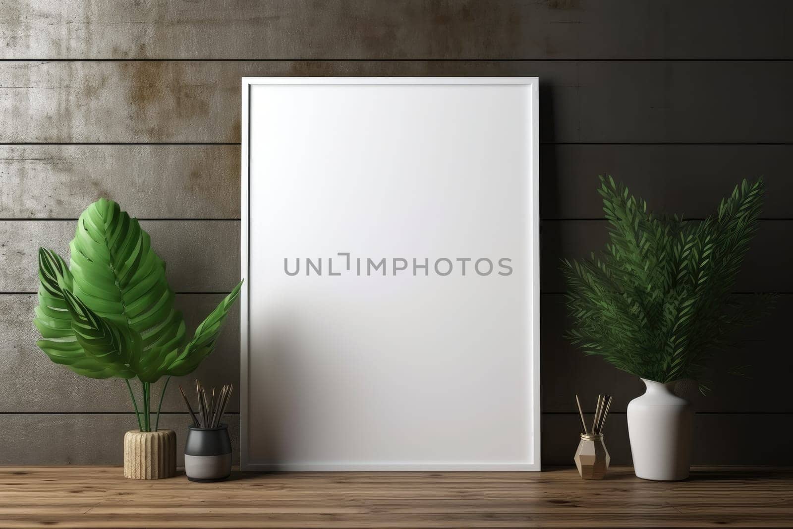 Picture frame blank screen for advertising. Generative AI by itchaznong