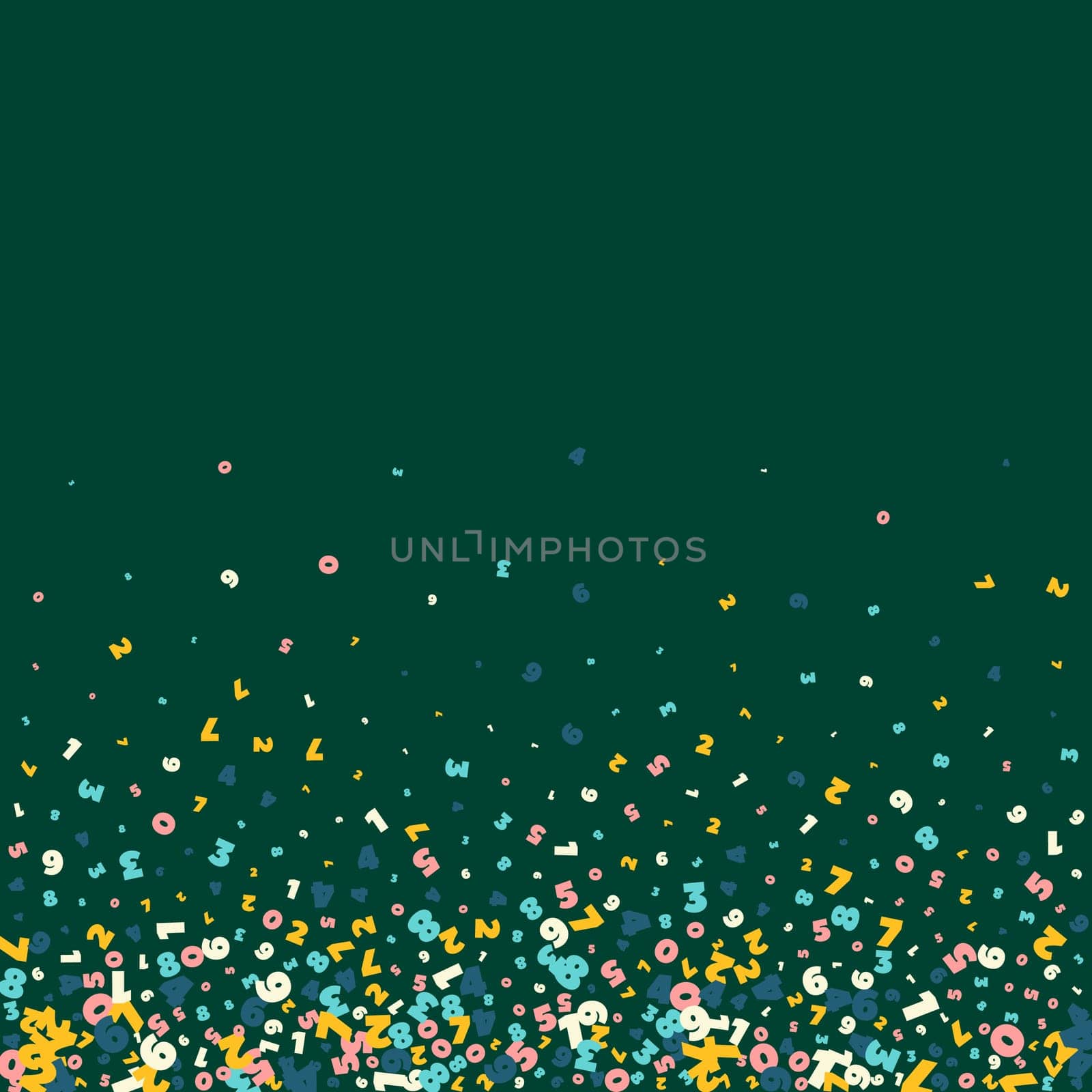 Falling light numbers. Math study concept with flying digits. Stunning back to school mathematics banner on blackboard background. Falling numbers illustration.