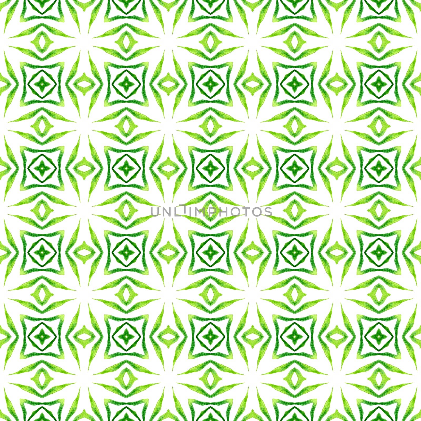 Chevron watercolor pattern. Green wondrous boho chic summer design. Textile ready ideal print, swimwear fabric, wallpaper, wrapping. Green geometric chevron watercolor border.