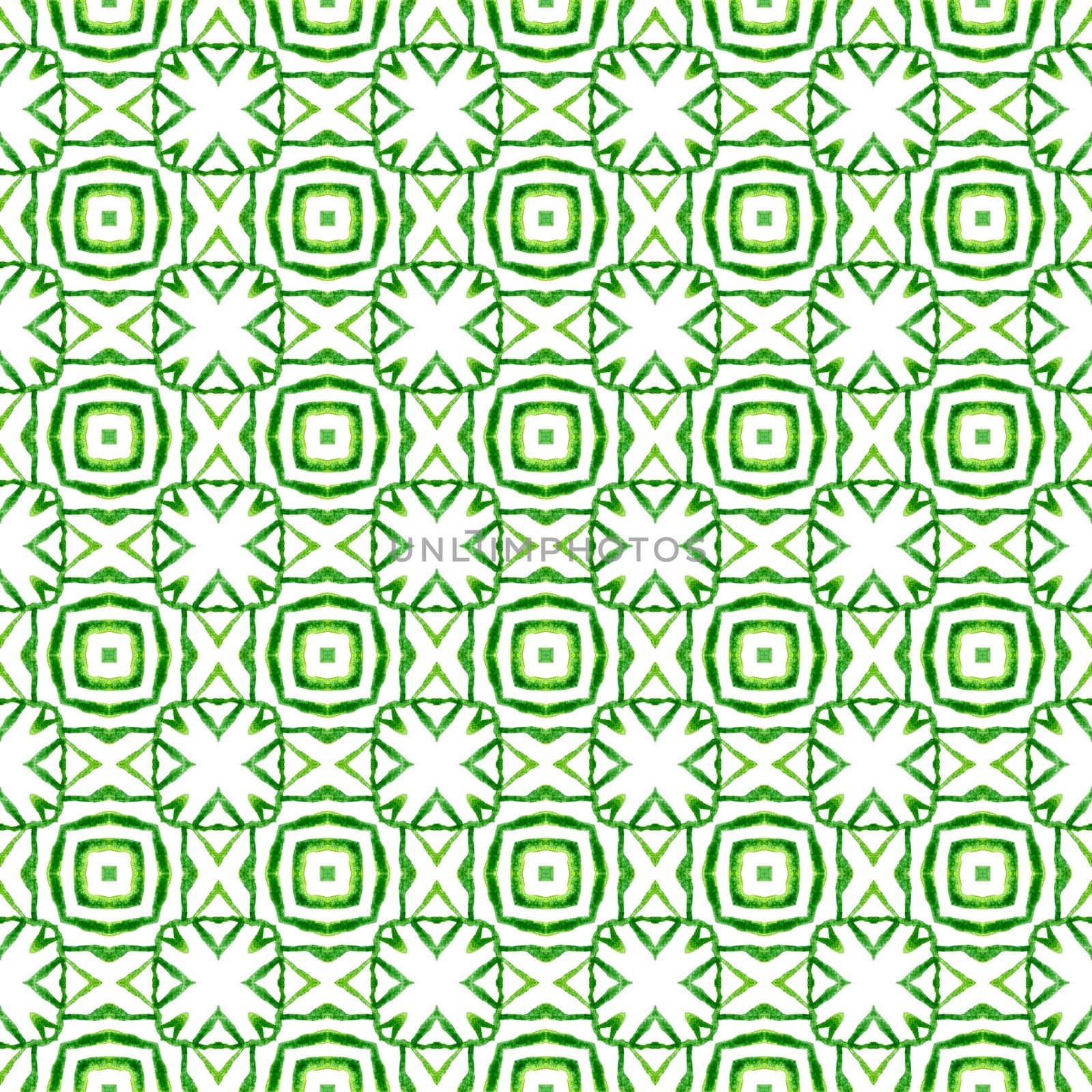 Textile ready fine print, swimwear fabric, wallpaper, wrapping. Green symmetrical boho chic summer design. Oriental arabesque hand drawn border. Arabesque hand drawn design.