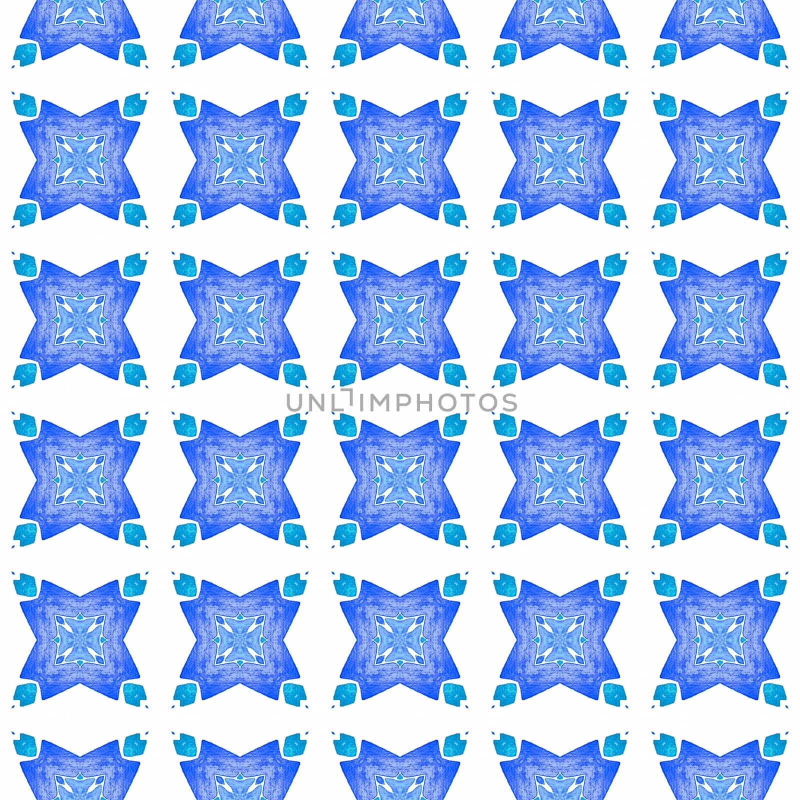 Watercolor summer ethnic border pattern. Blue worthy boho chic summer design. Ethnic hand painted pattern. Textile ready terrific print, swimwear fabric, wallpaper, wrapping.