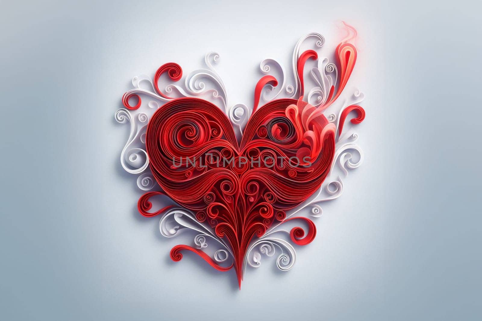 twirled ribbon shaped red hearts on solid background 3d illustration love concept by verbano