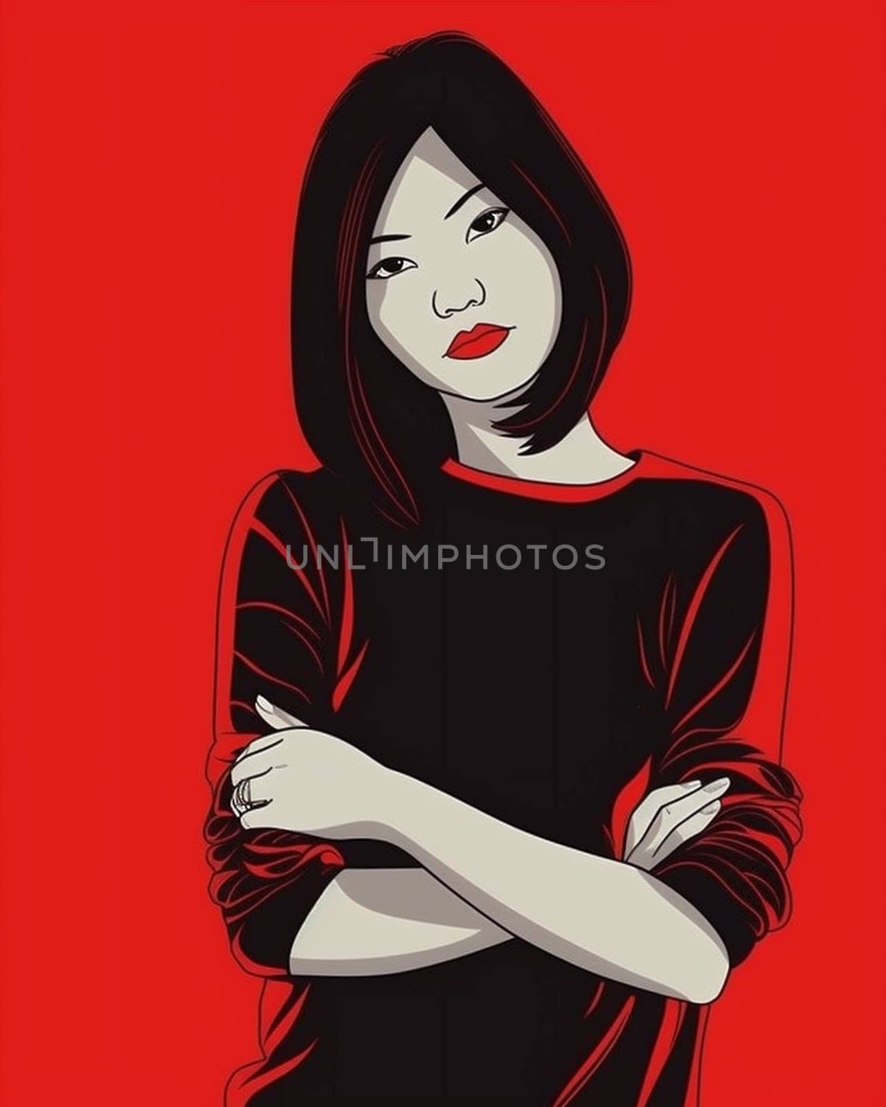 woman portrait vintage background stylish poster model glamour red female fashion design. Generative AI. by Vichizh