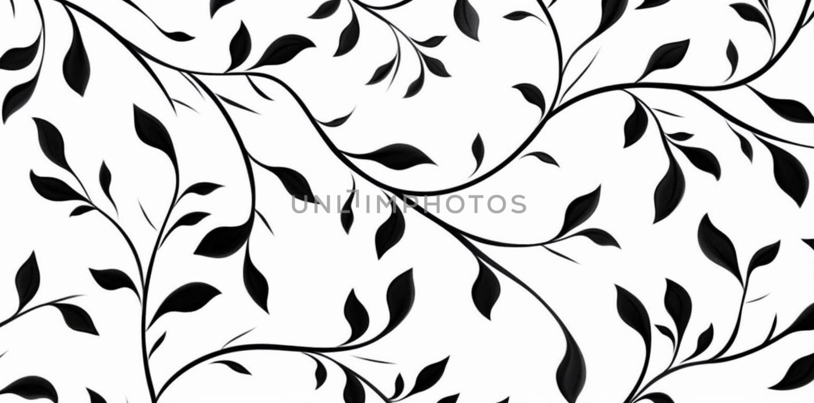 floral baroque wallpaper plant pattern decor leaf repeat ornament decoration design black ornate illustration flower background style art tile silhouette. Generative AI.