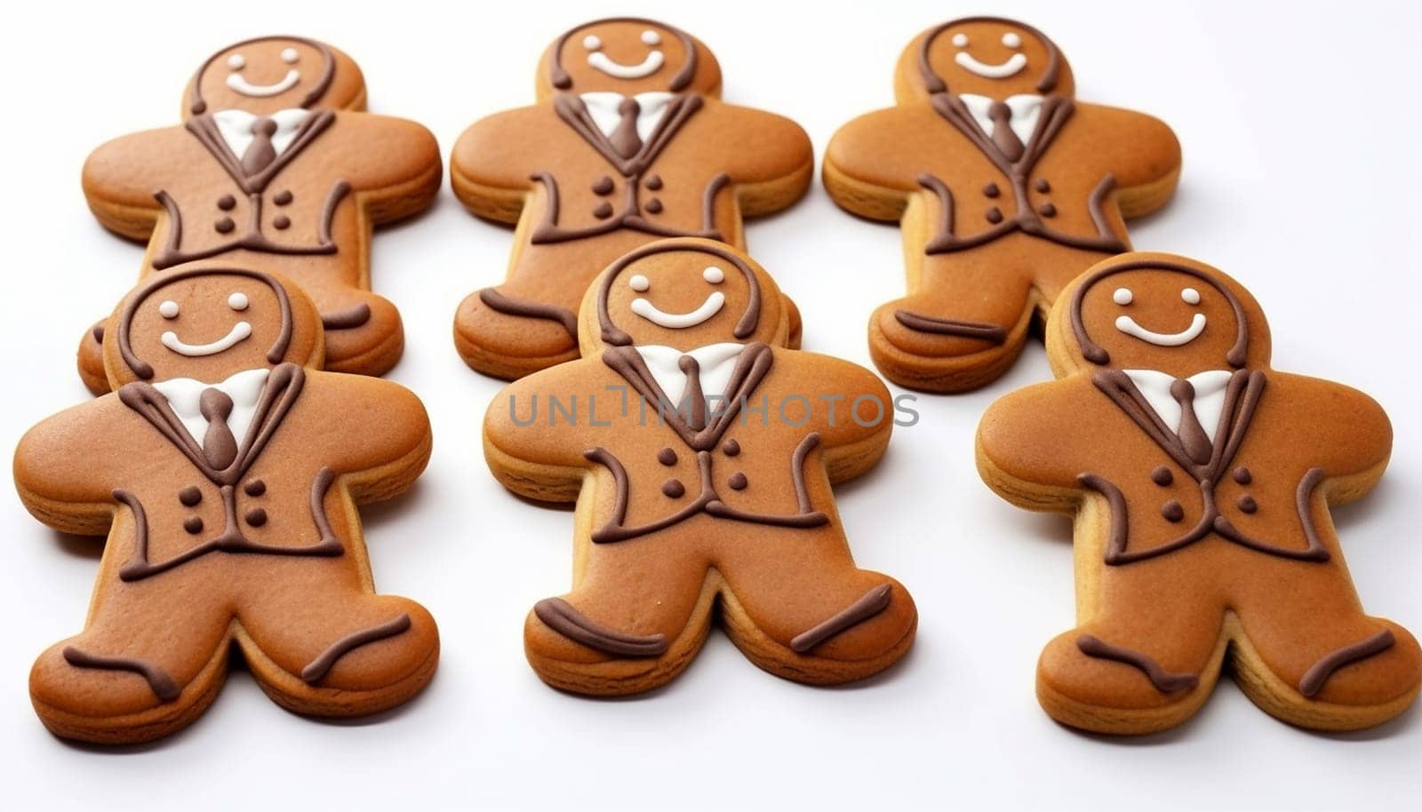 Gingerbread businessman cookies isolated on white background. Businessmen isolated. Christmas,work concept by Annebel146