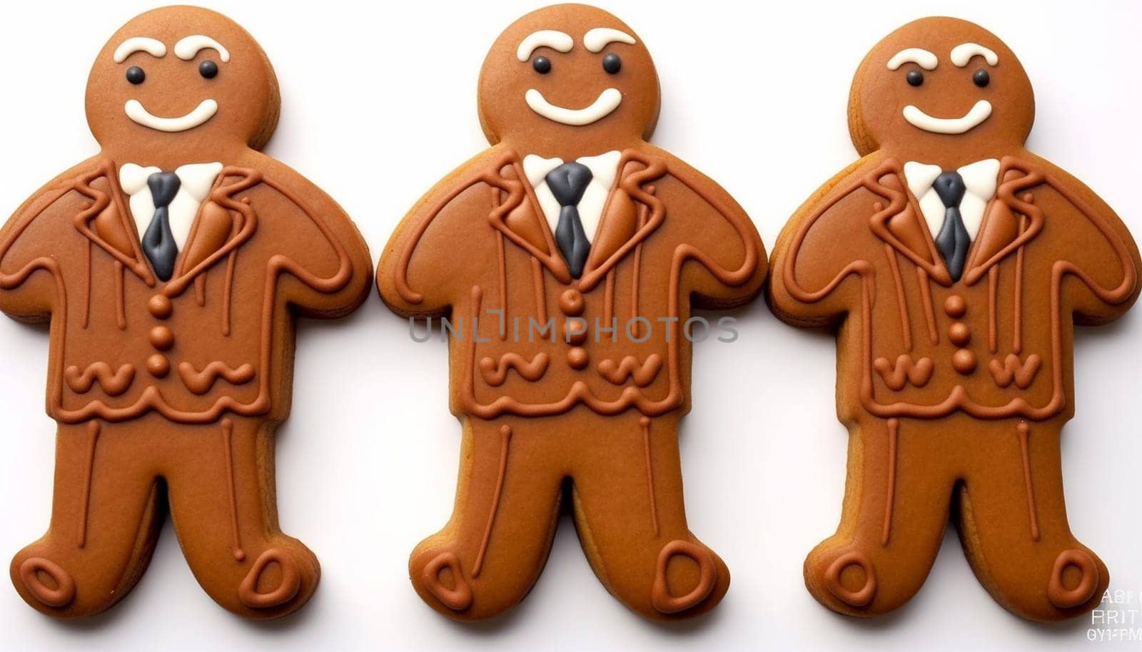 Gingerbread businessman cookies isolated on white background. Businessmen isolated. Christmas,work concept by Annebel146