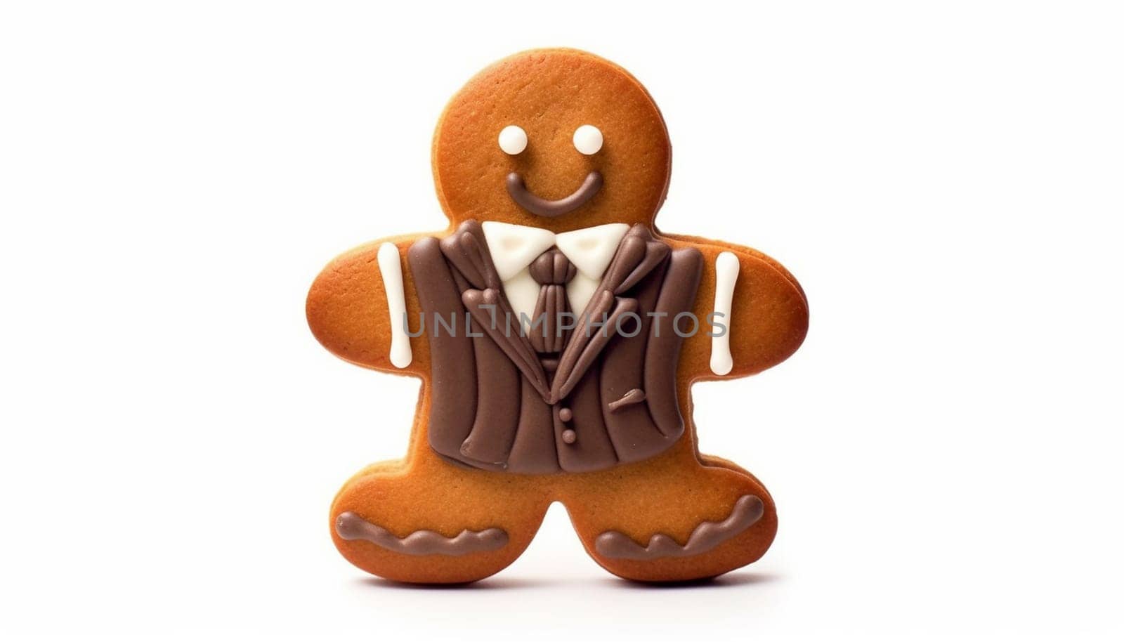 Gingerbread businessman cookies isolated on white background. Businessmen isolated. Christmas,work concept Merry Christmas