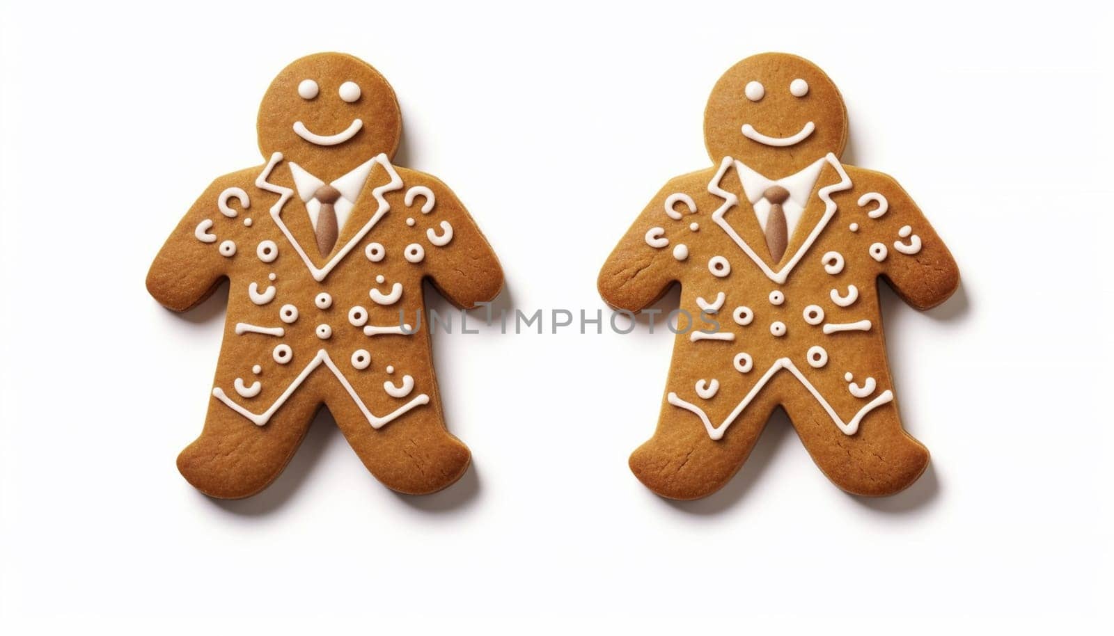 Gingerbread businessman cookies isolated on white background. Businessmen isolated. Christmas,work concept by Annebel146