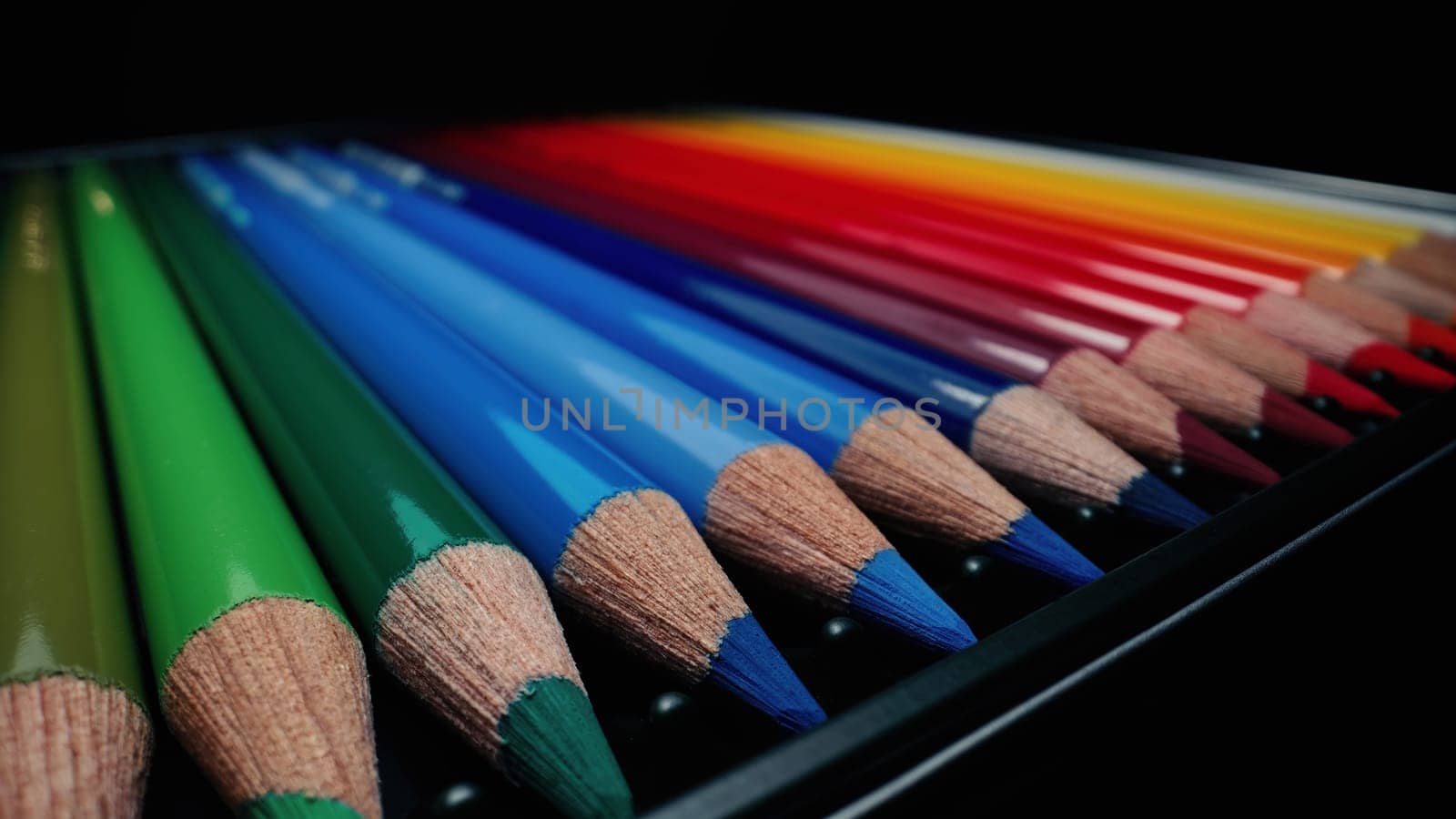 Crayons in perfect gradient row. Extreme macro shot. graphite Pencils set by kristina_kokhanova
