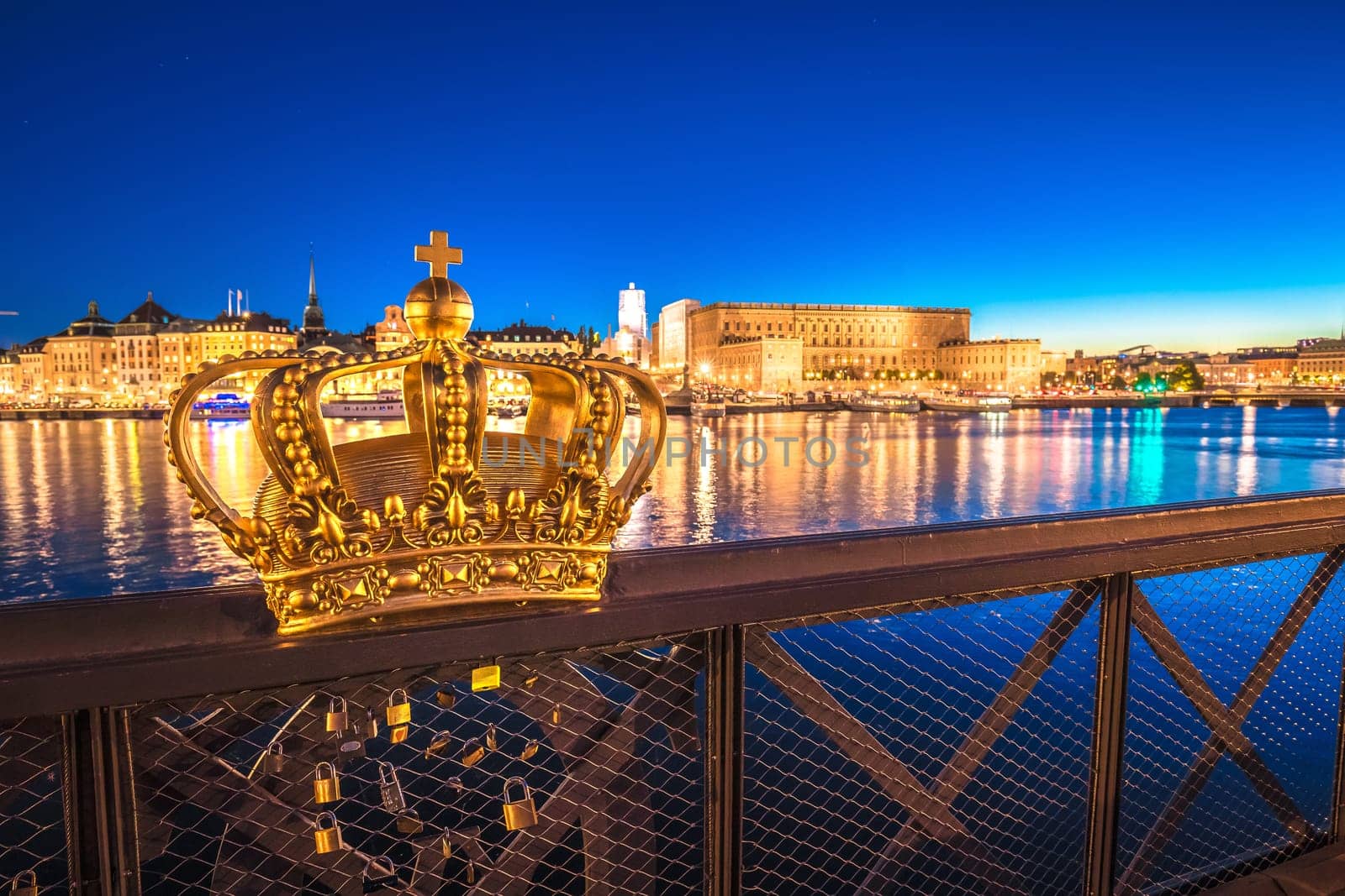 The Royal Palace Kungliga slottet and Stockholm waterfront evening, capital of Sweden