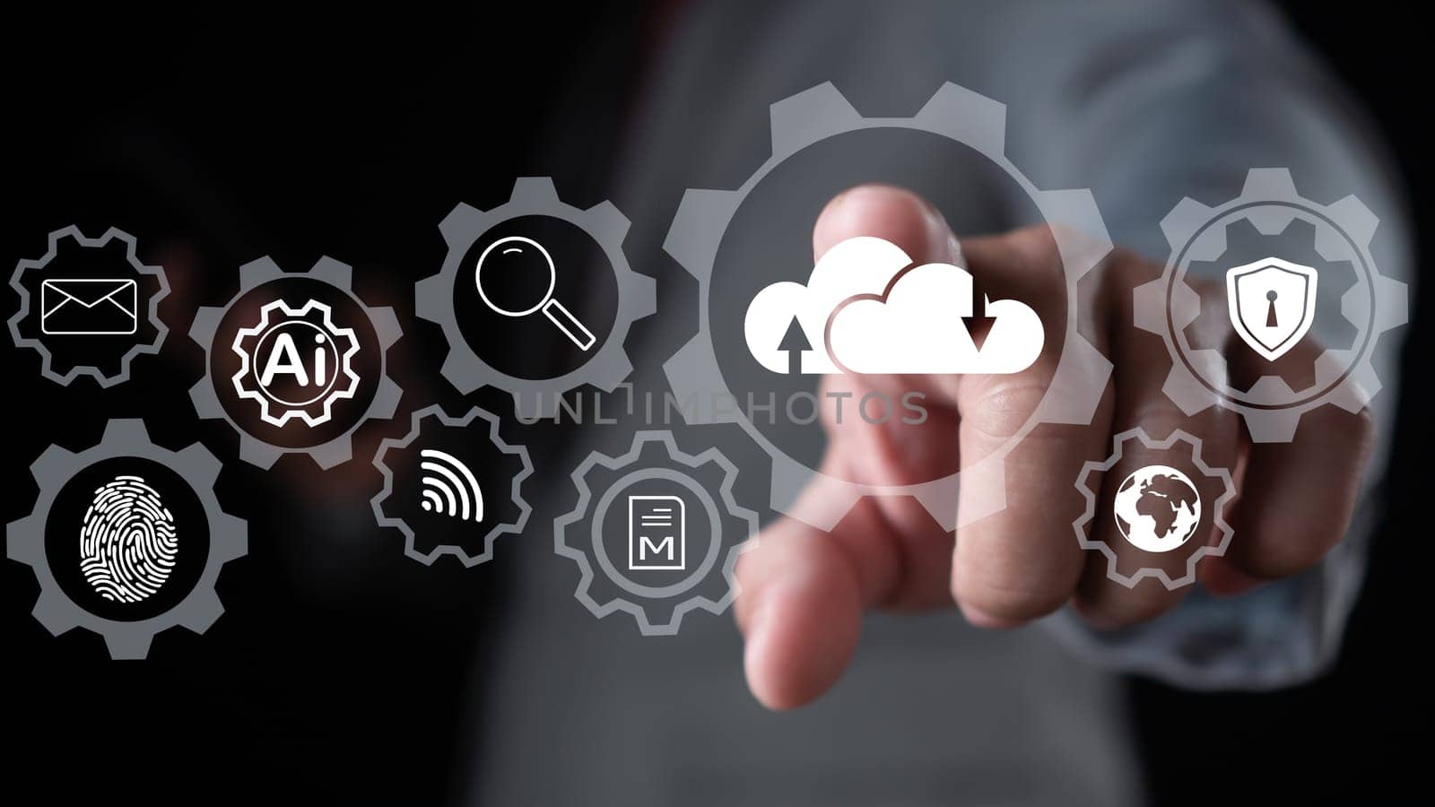 Cloud computing concept, connect communication equipment  information and technology with cloud computing and technology icon. by Unimages2527