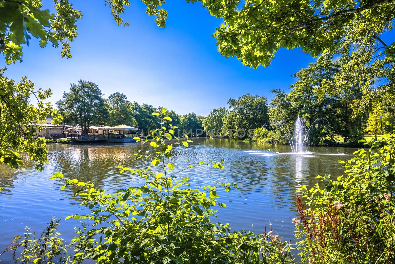 Slottsskogen scenic park and lake in Gothenburg view, Vastra Gotaland County of Sweden