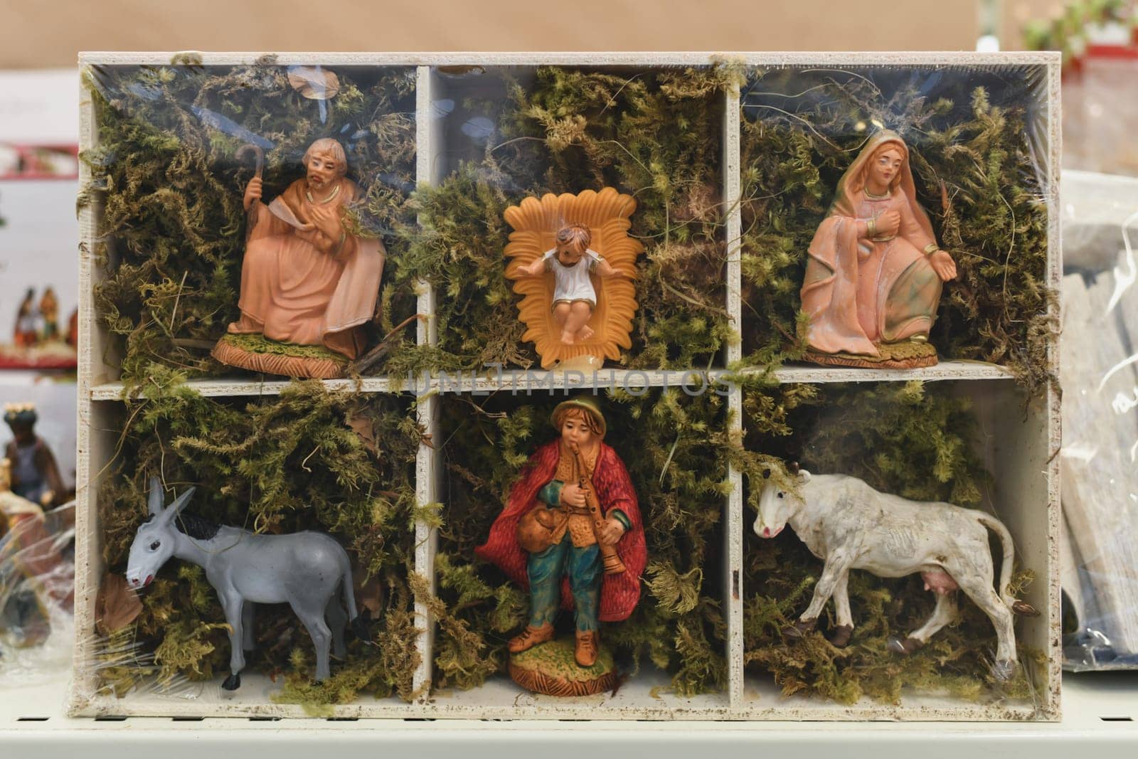 Figurines for the nativity scene of the birth of christ