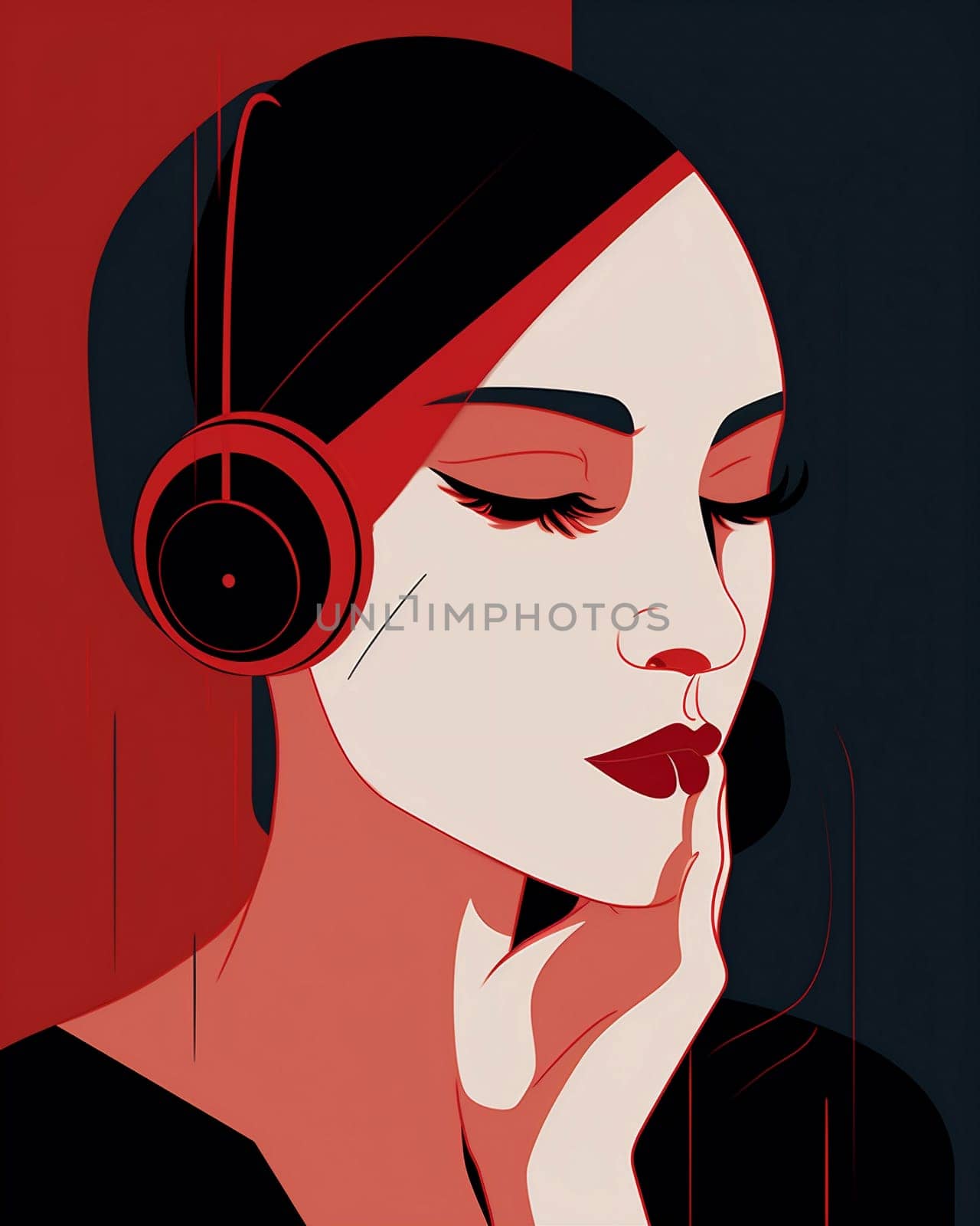 dress woman hat lady background illustration trendy attractive female happy poster red beauty person model portrait vintage face graphic isolated glamour fashion. Generative AI.