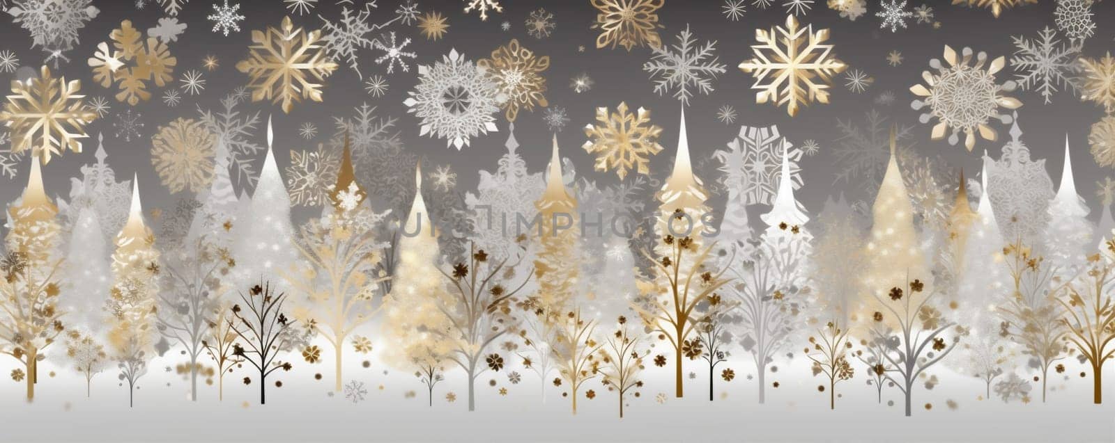 holiday decoration snow abstract gold christmas background winter snowflake merry white. Generative AI. by Vichizh