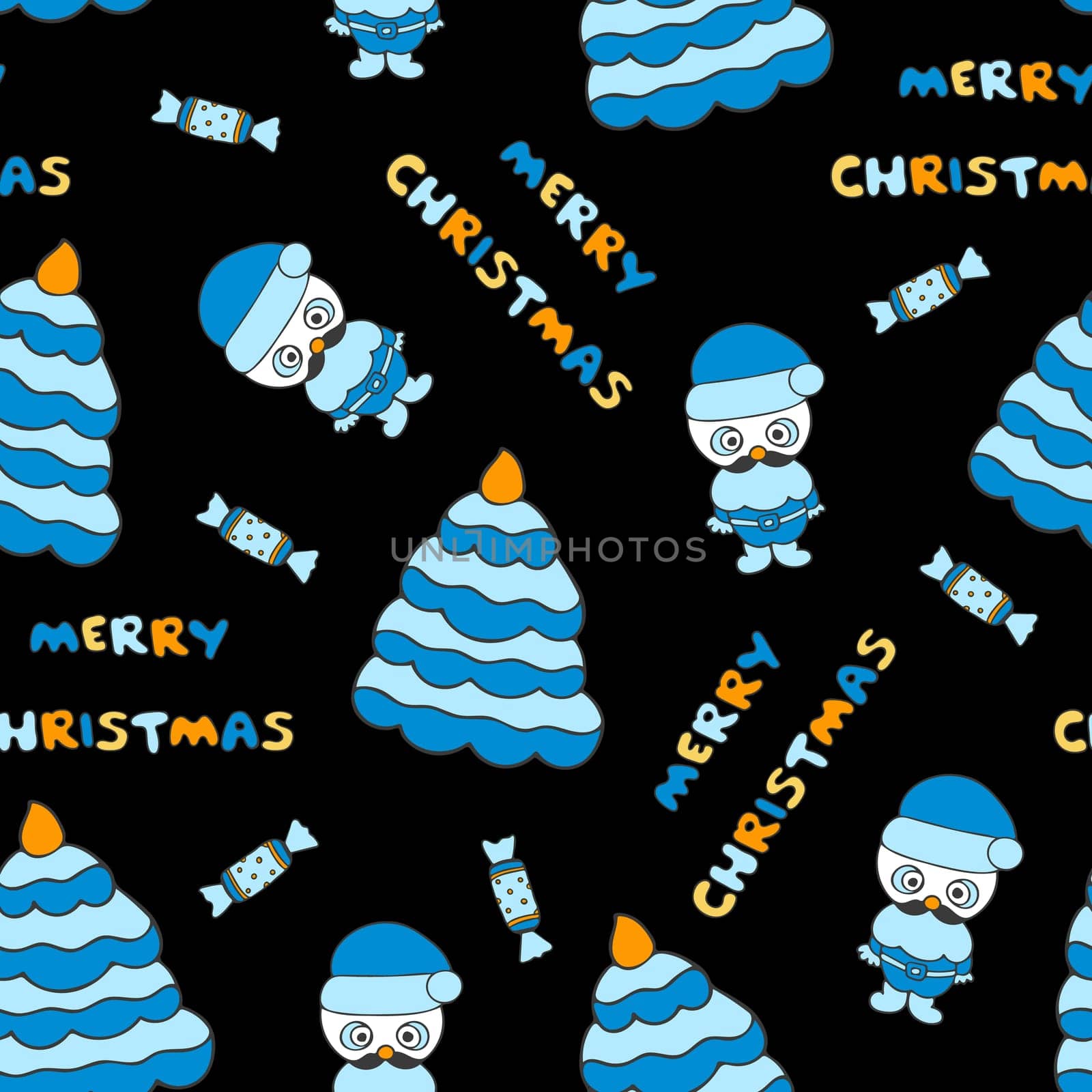 Christmas Doodle Background. Christmas, xmas and New Year Seamless Pattern for Party Decoration, Card, Wrapping Paper, Textile Design.