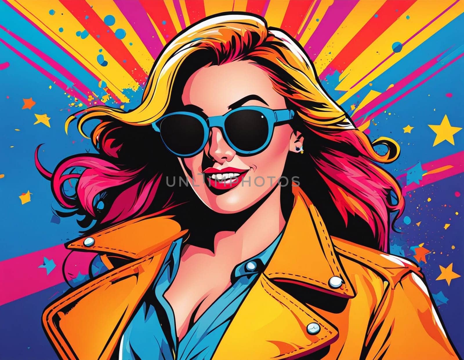 A beautiful girl in the style of pop art. High quality illustration