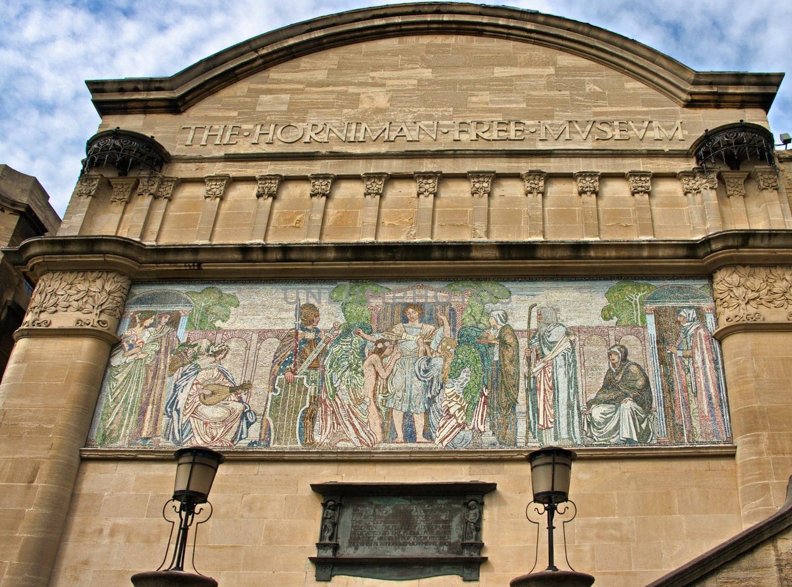 Mosaic mural entitled Humanity in the House of Circumstance, designed by Robert Anning Bell, Horniman Museum.
